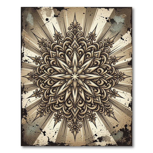 Antique Gold Filigree Starburst Rug