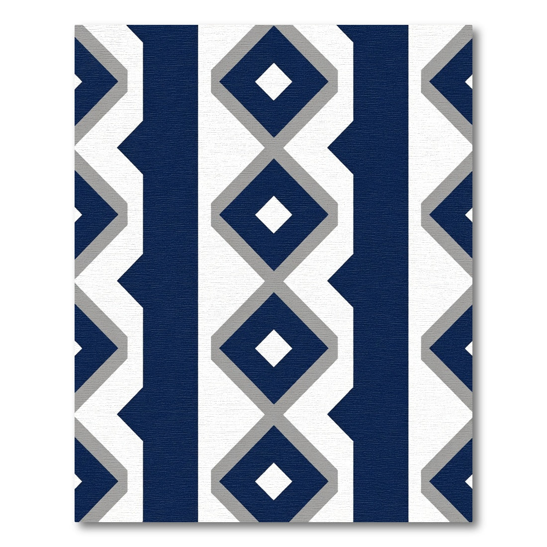 Bold Navy Gray Diamond Stripe Rug