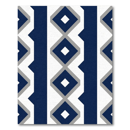 Bold Navy Gray Diamond Stripe Rug