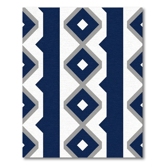 Bold Navy Gray Diamond Stripe Rug