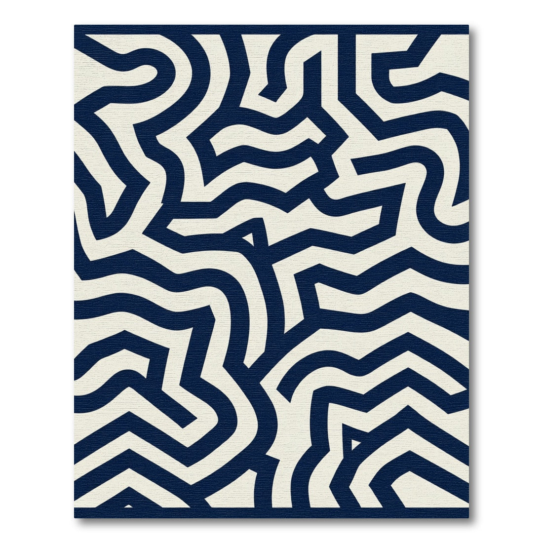Navy Cream Maze Lines Rug