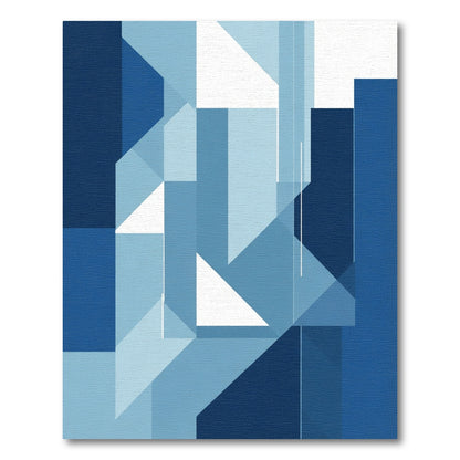 Deep Blue Geometric Abstraction Rug
