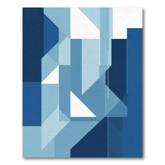 Deep Blue Geometric Abstraction Rug