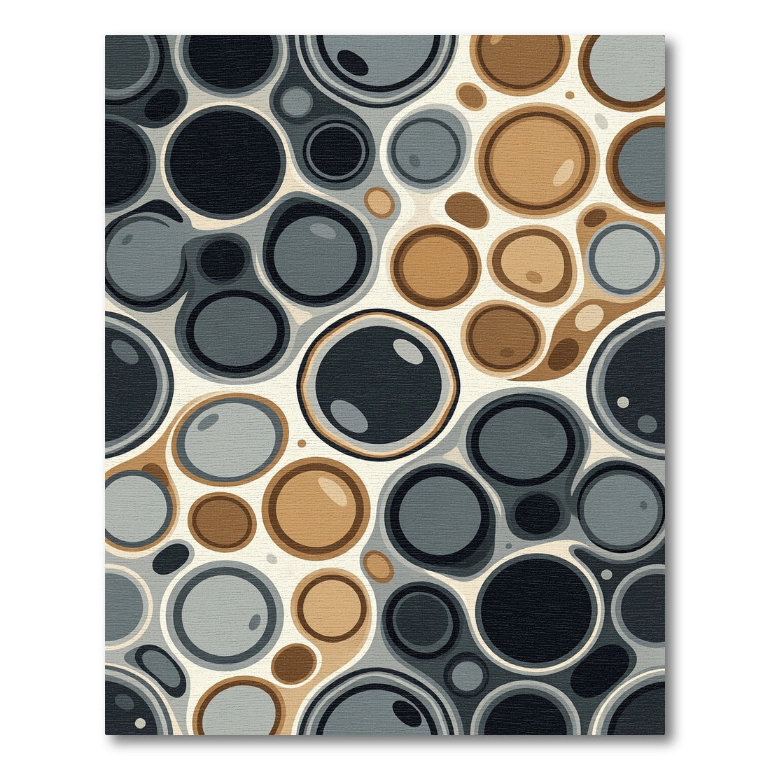 Abstract Gray and Earth Tone Bubbles Rug