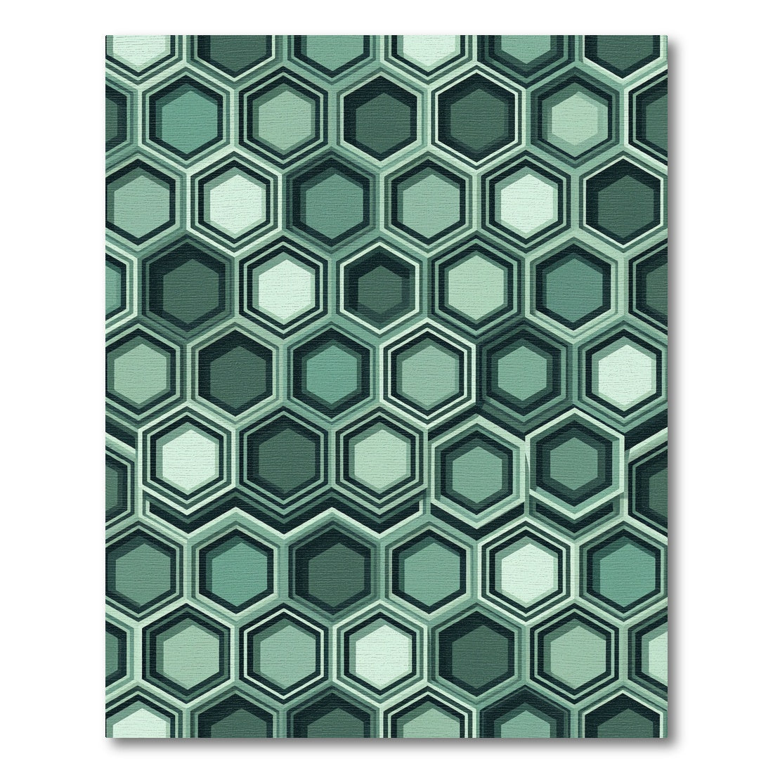 Sophisticated Sage Hexagonal Geometric Art Rug