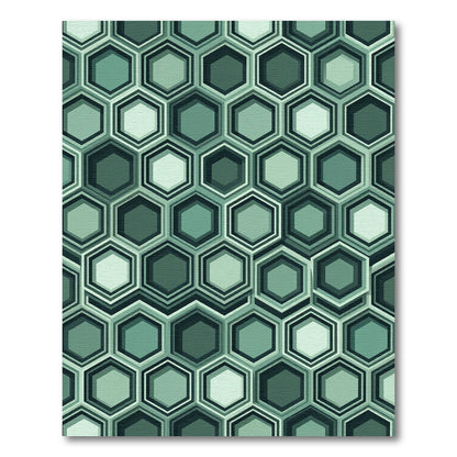 Sophisticated Sage Hexagonal Geometric Art Rug