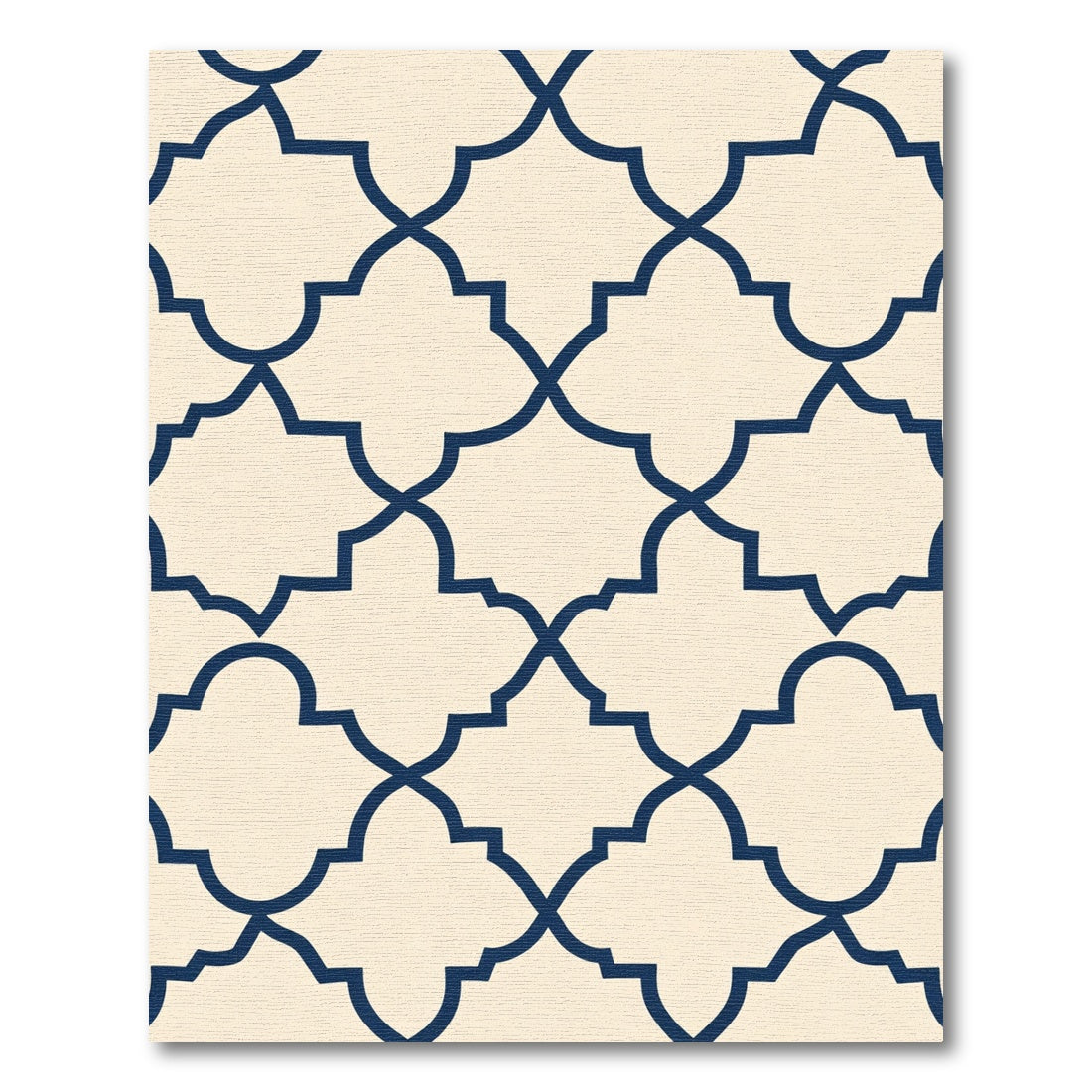 Navy Creme Quatrefoil Lattice Rug
