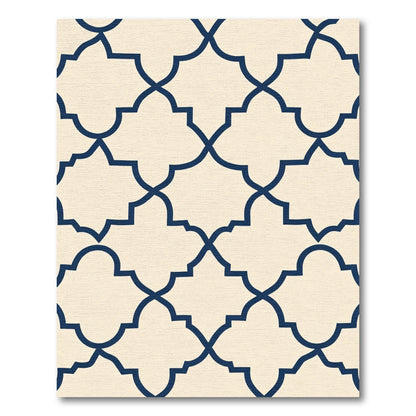 Navy Creme Quatrefoil Lattice Rug