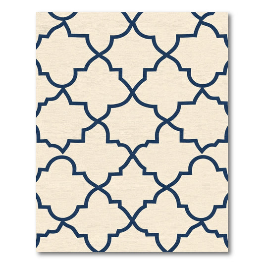 Navy Creme Quatrefoil Lattice Rug