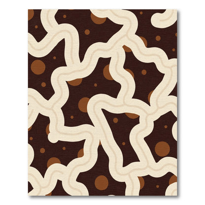 Cream Wavy Lines Brown Spots Rug