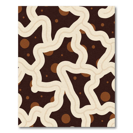 Cream Wavy Lines Brown Spots Rug