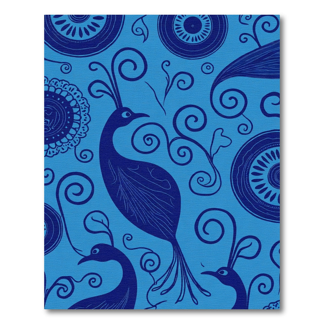 Blue Peacock Swirl Floral Art Rug