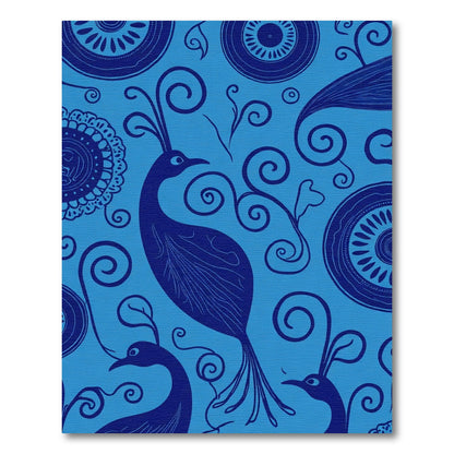 Blue Peacock Swirl Floral Art Rug