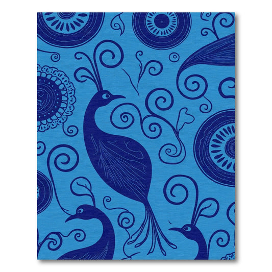 Blue Peacock Swirl Floral Art Rug