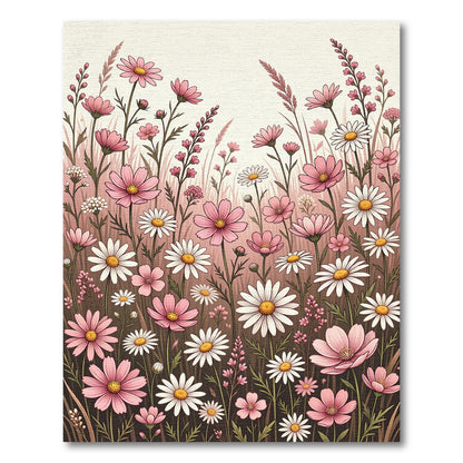 Pastel Pink Daisy Meadow Rug