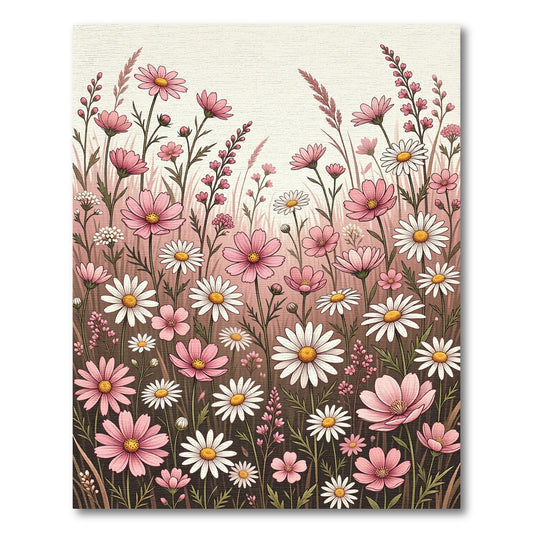 Pastel Pink Daisy Meadow Rug