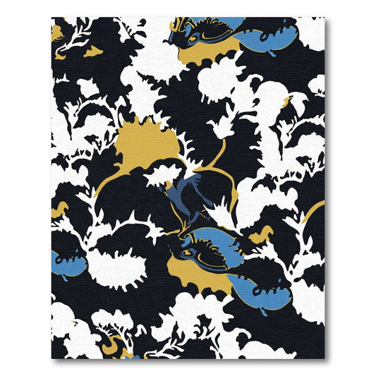 Bold Blue Abstract Floral Splatter Rug