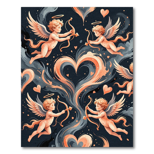 Cupid Hearts Swirls Peach Angels Rug