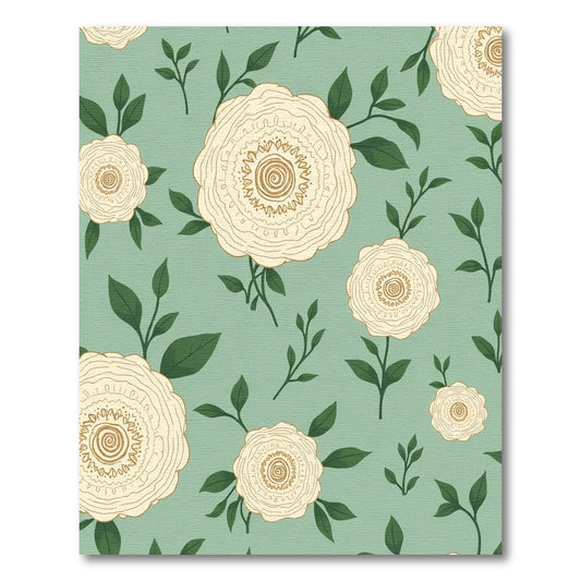 Cream Floral Medallion Branches Rug