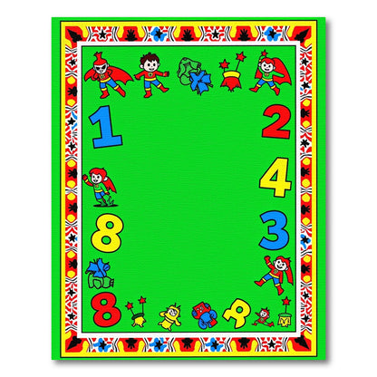 Whimsical Superhero Kids Numbers Collection Rug