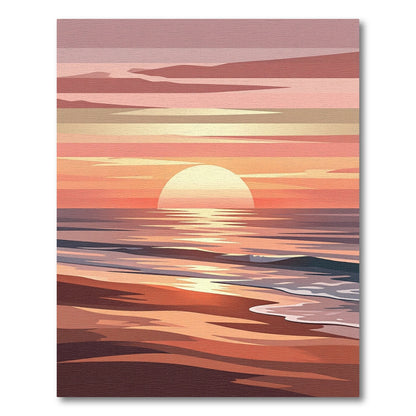 Sunset Horizon Ocean Waves Warm Tones Rug