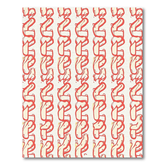 Coral Red Abstract Calligraphy Tassel Rug