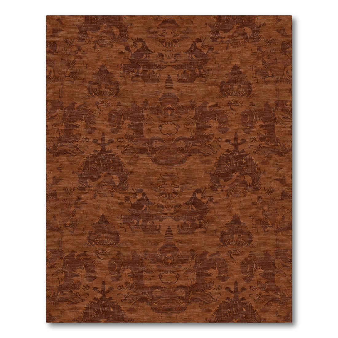 Rich Terra Cotta Ornamental Damask Rug