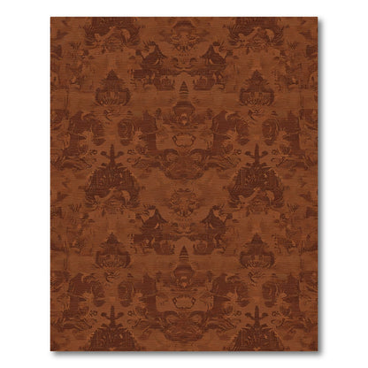 Rich Terra Cotta Ornamental Damask Rug