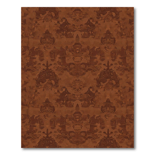 Rich Terra Cotta Ornamental Damask Rug