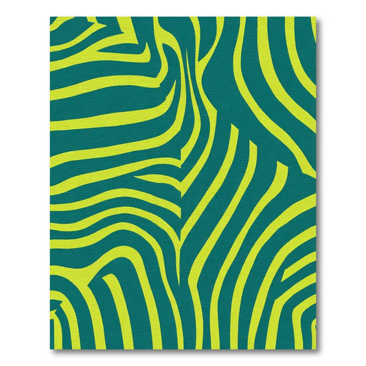 Teal Yellow Abstract Zebra Stripe Rug
