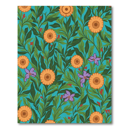 Orange Daisy Lilac Botanical Meadow Rug