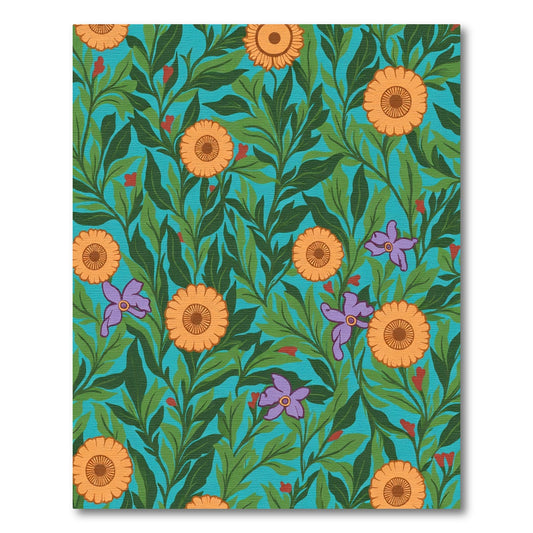 Orange Daisy Lilac Botanical Meadow Rug