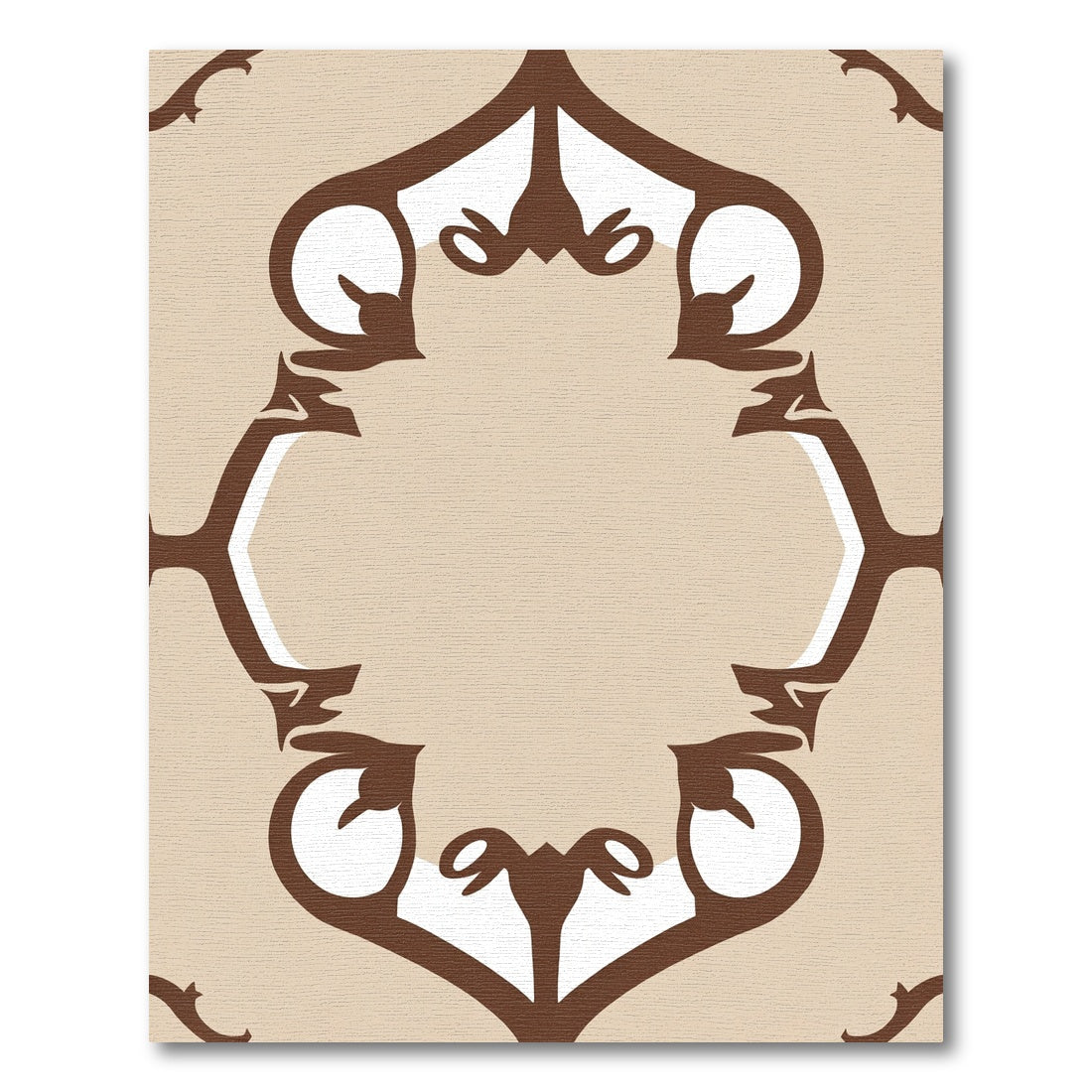 Brown Tan Ornate Frame Rug