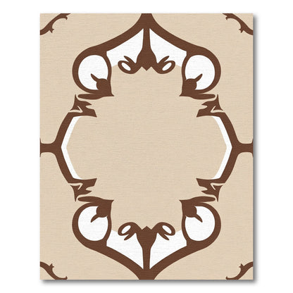 Brown Tan Ornate Frame Rug