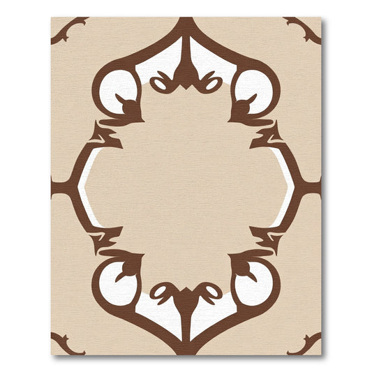 Brown Tan Ornate Frame Rug