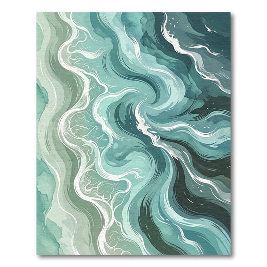 Ethereal Teal Ocean Swirl Abstract Rug