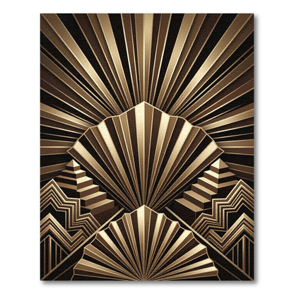 Art Deco Golden Fan Geometric Rug