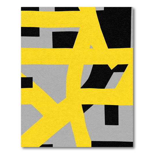 Bold Yellow Gray Geometric Overlay Rug