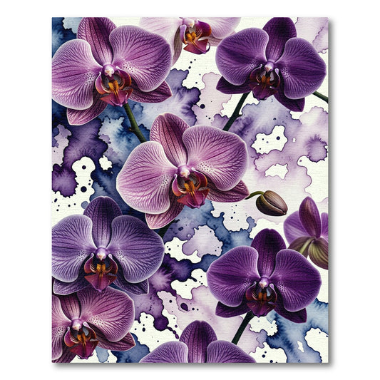 Watercolor Purple Orchid Floral Bloom Rug