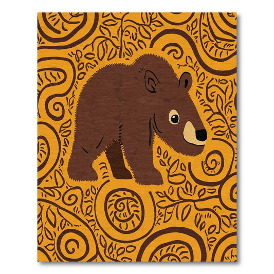 Brown Bear Foliage Swirls Rug