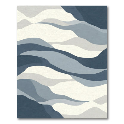 Abstract Blue Wave Landscape Rug