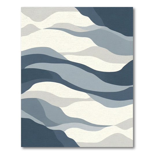 Abstract Blue Wave Landscape Rug