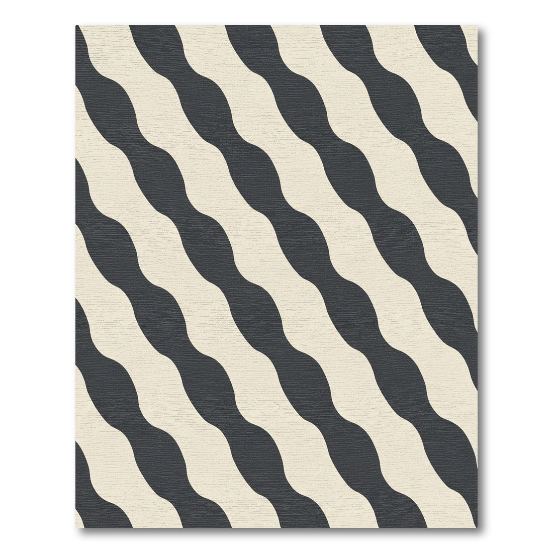 Dark Gray Cream Diagonal Wave Stripes Rug