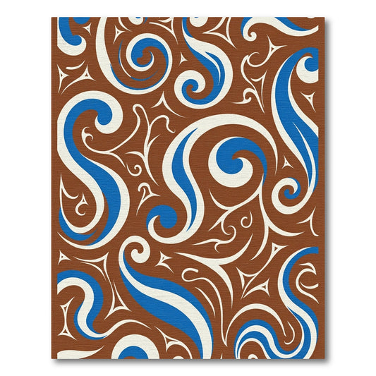 Brown Blue White Swirls Abstraction Rug