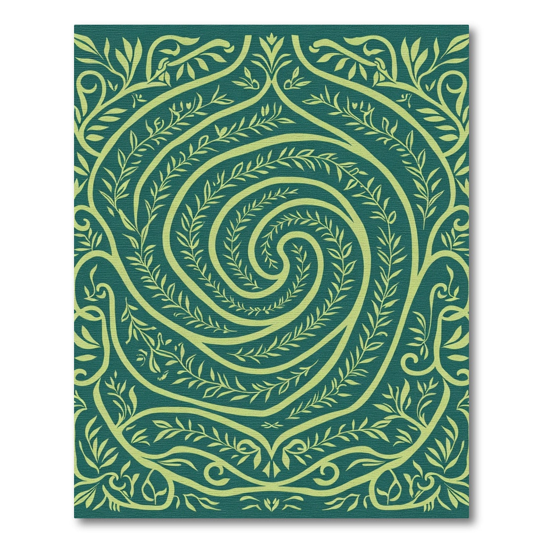 Teal Yellow Swirling Vine Mandalat Rug