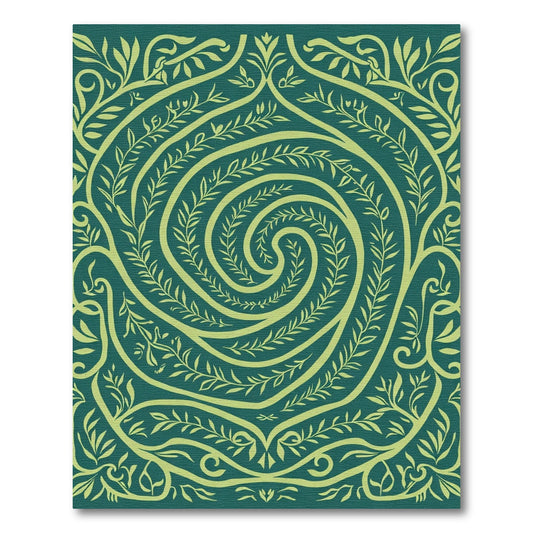 Teal Yellow Swirling Vine Mandalat Rug