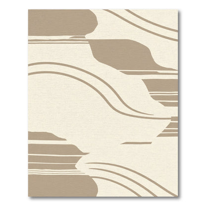 Beige Abstract Wave Swirl Rug