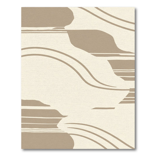 Beige Abstract Wave Swirl Rug