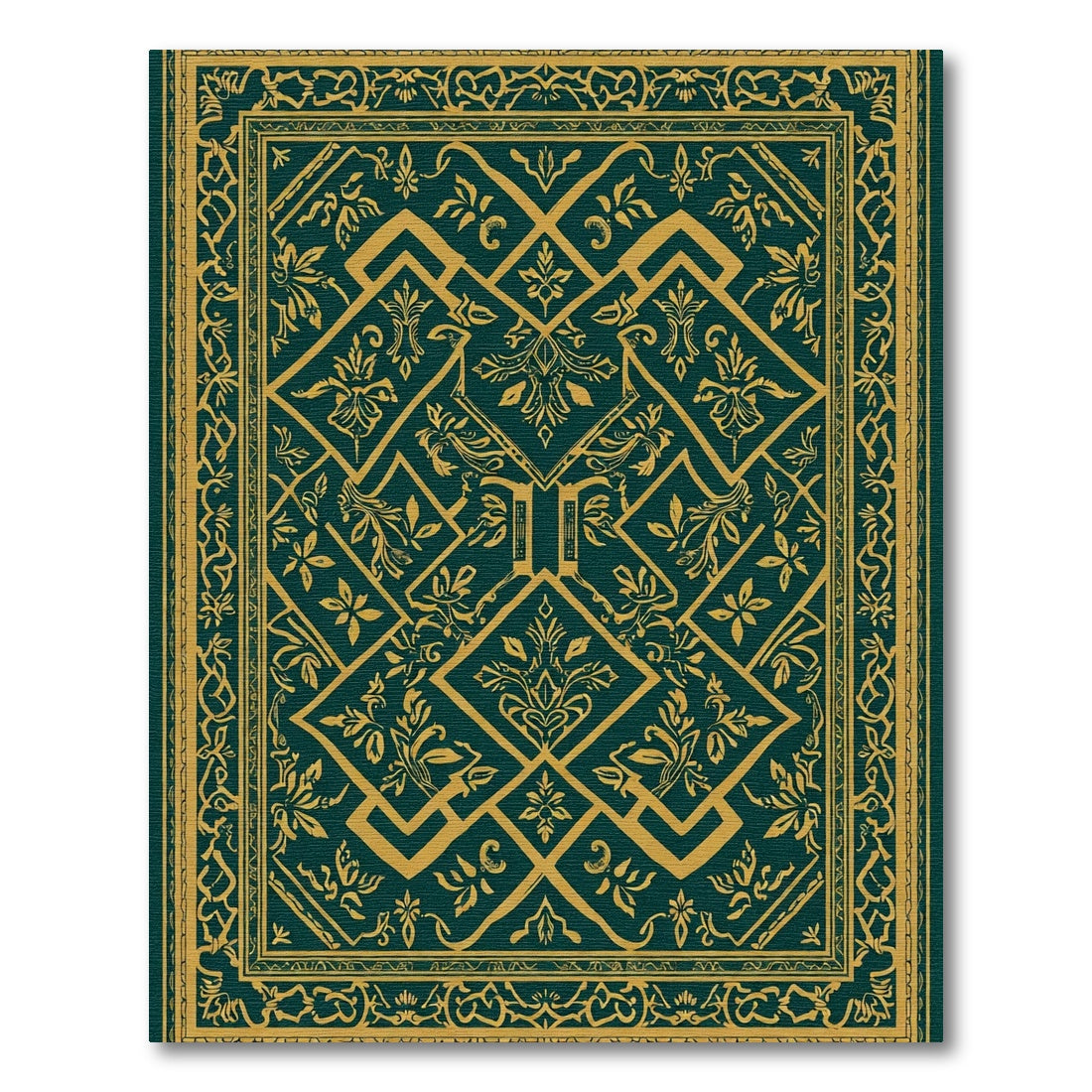 Emerald Gold Ornate Mandala Rug