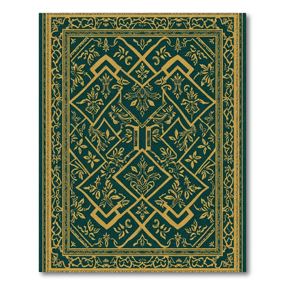 Emerald Gold Ornate Mandala Rug